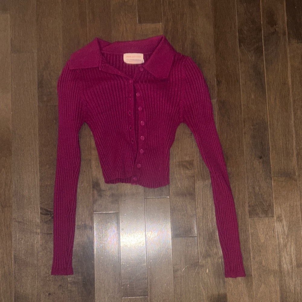 Urban Outfitters Pink Ribbed Cardigan